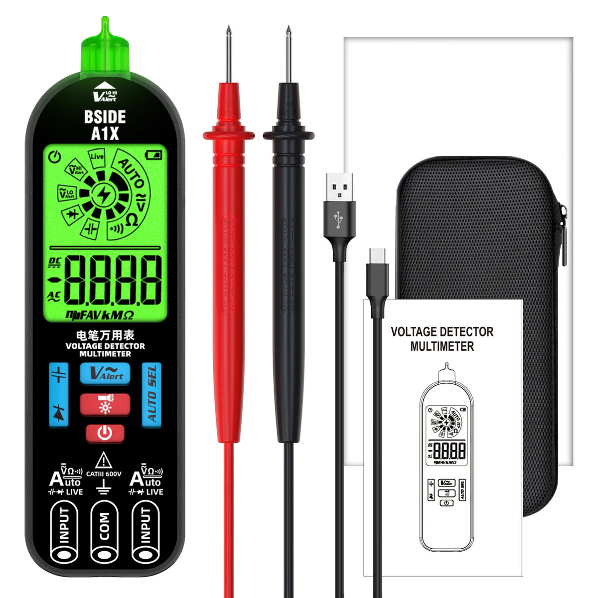 Digital Voltage Tester Non-Contact Electrician Pen Detector USB Rechargeable