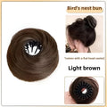 Synthetic Hair Bun with Elastic Clips Bird's Nest Style Hairpiece - Retractable & Fashionable