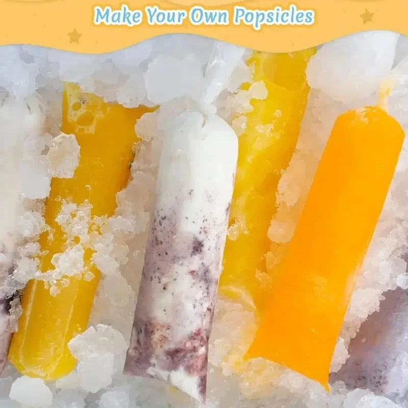 Disposable Popsicle Bags Bulk Pack - Food-Grade Plastic Freezer Bags for Homemade Ice Treats