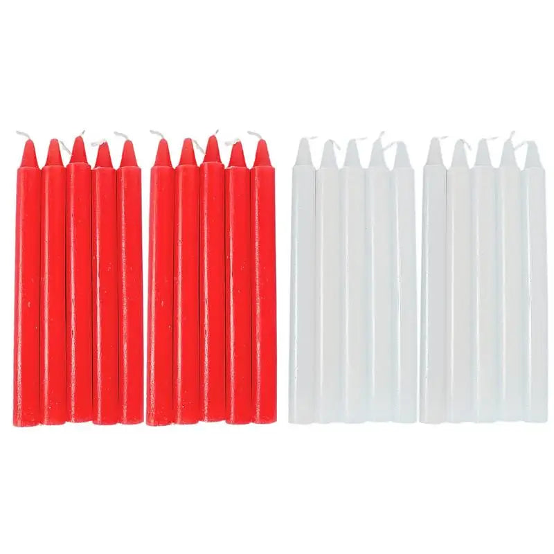 Set of 10 Unscented Paraffin Taper Candles 16cm for Weddings & Emergency Use