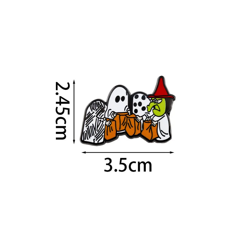 Halloween Ghost Lapel Pin Vintage Pumpkin Believer Enamel Brooch Cute Badge