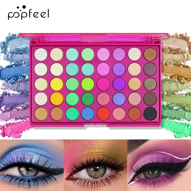 40-Color Eyeshadow Palette with Matte & Shimmer Finishes - Long-Lasting & Highly Pigmented