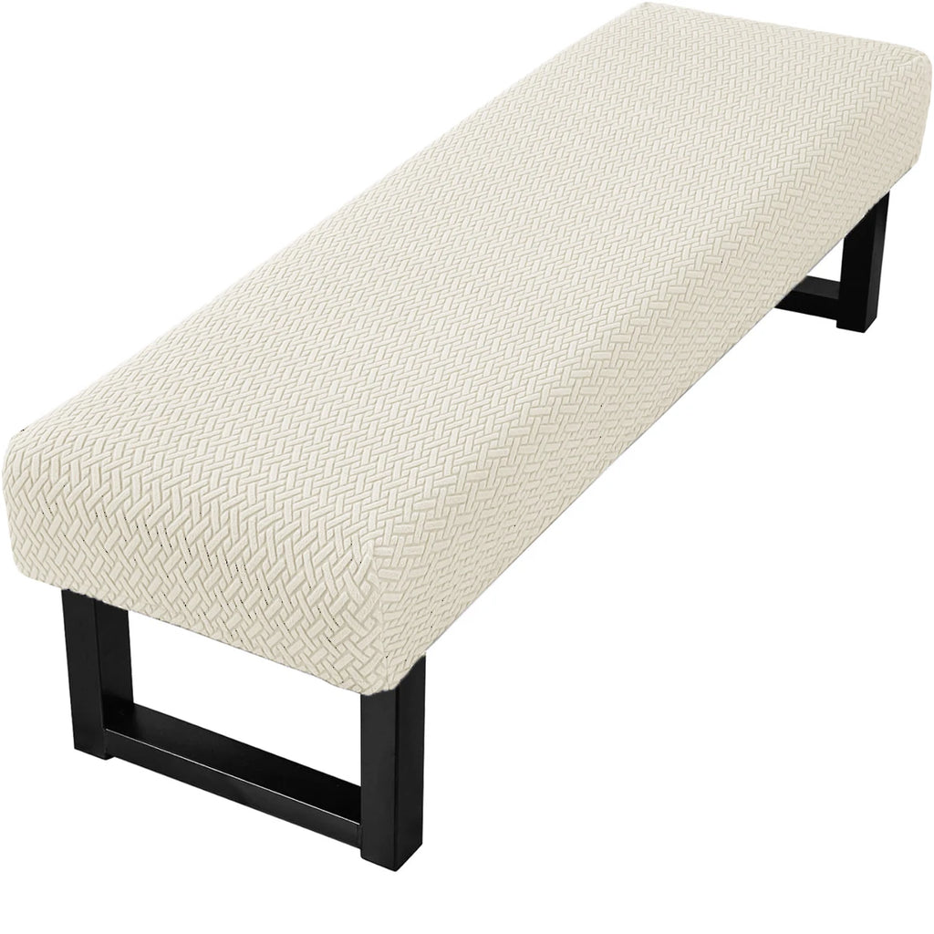 Stretch Jacquard Dining Bench Cover - Removable, Washable Seat Protector for Living Room