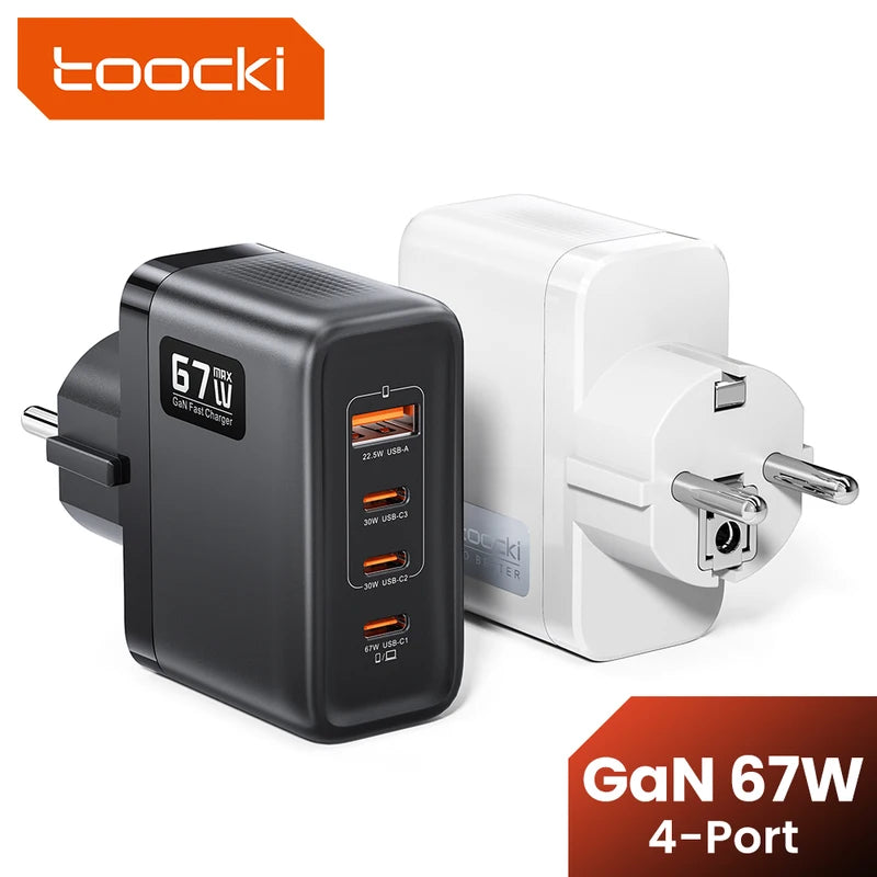 GaN USB C Fast Charger Adapter 67W PPS PD SFC3.0 for Phone Laptop Samsung iPhone