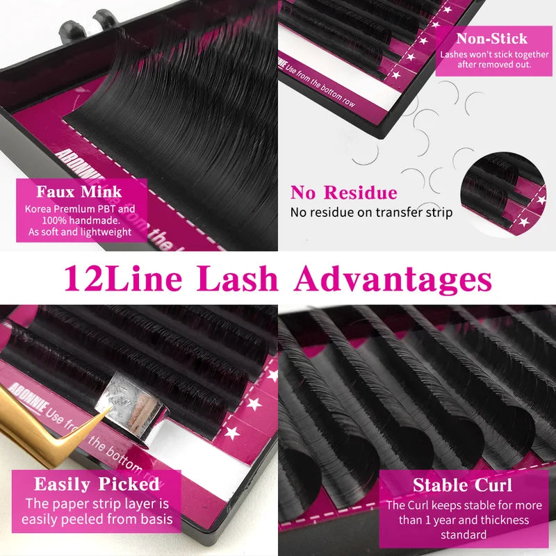 Professional False Eyelash Extensions 5-Pair Set - Silk Natural Volume Lashes