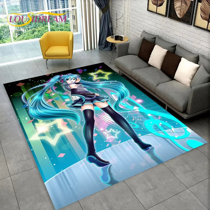 Kids Cartoon Miku Carpet Rug for Living Room Bedroom Non-slip Floor Mat