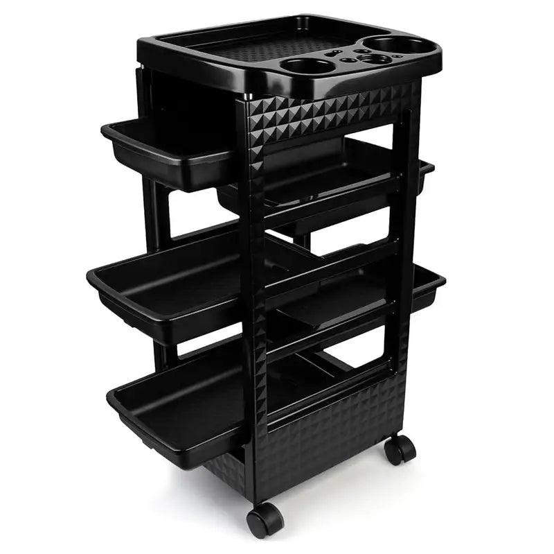 5-Tier Salon Rolling Cart with Wheels - Mobile Hair & Beauty Trolley for Cosmetology & Makeup