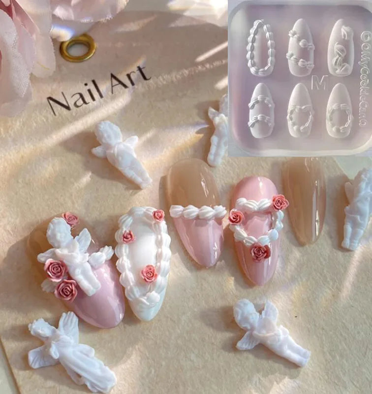 Silicone Nail Mold Heart Lace Design for DIY Nail Art - Multiple Colors