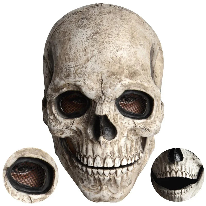 Full Head Skull Mask Helmet with Movable Jaw for Halloween Cosplay & Parties