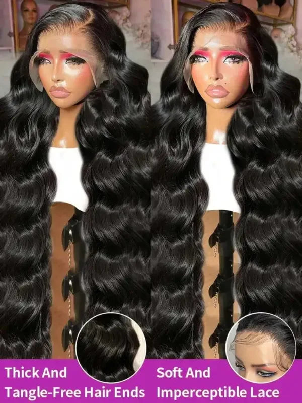 40 Inch Body Wave HD Lace Frontal Wig - Human Hair, Pre-Plucked, Brazilian, Black Women