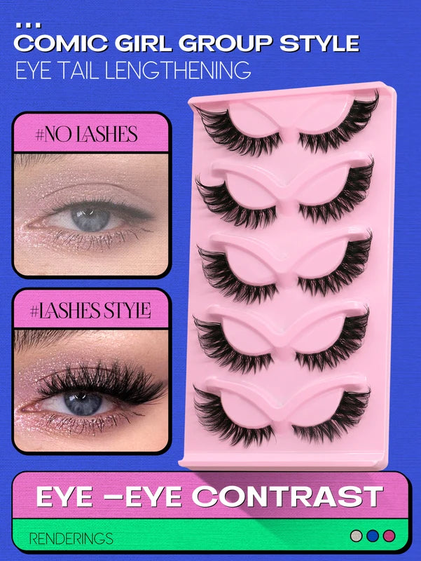 False Eyelashes Cat Eye Faux Mink Lash Natural Wispy Look Easy to Apply