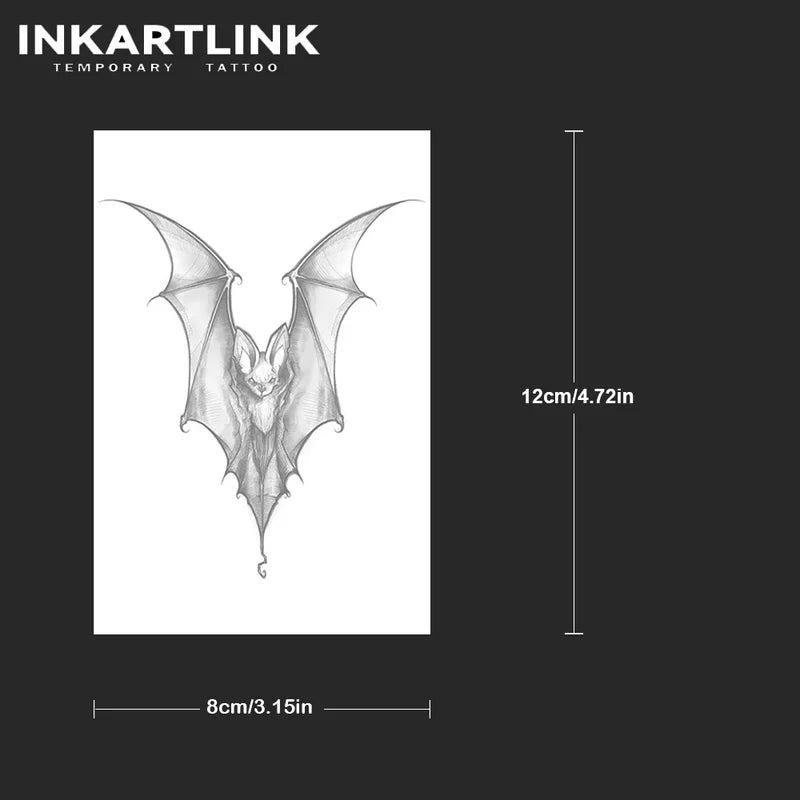 Night Bat Tattoo Patch - Gothic Waterproof Vampire Neck Temporary Tattoo
