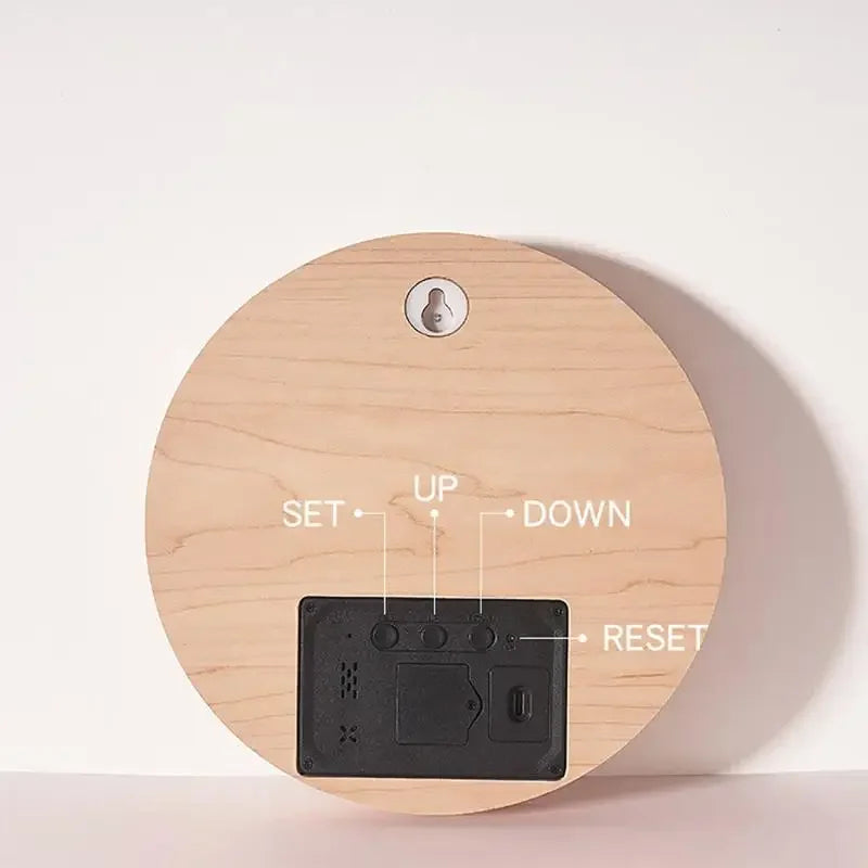 Solid Wood LED Wall Clock - Creative Modern Silent Wall Clock for Living Room Bedroom
