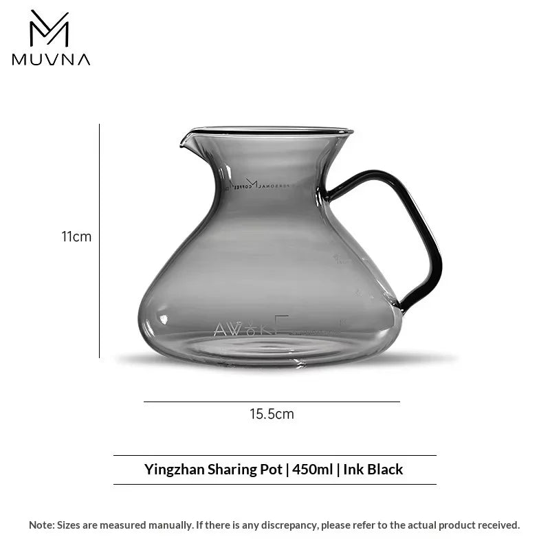 Handmade Glass Coffee Tornado Pitcher 450ML Heat-Resistant Pouring Sharing Pot