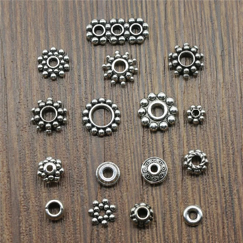 40pcs Small Spacer Beads Jewelry Charms DIY Accessories Silver Tone