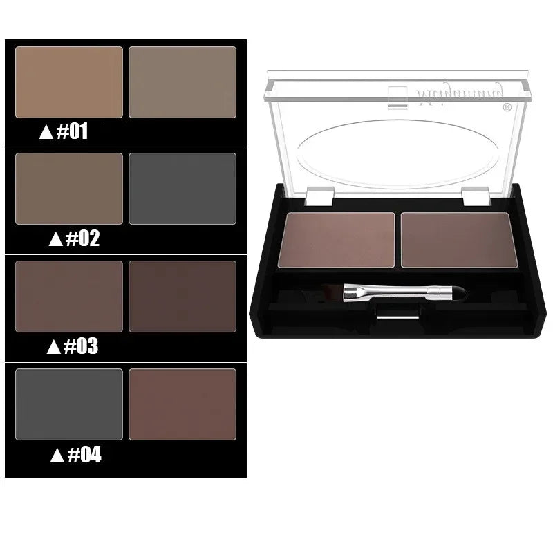 Eyebrow & Eyeshadow Makeup Kit - Waterproof 2-Color Powder Palette + Brush