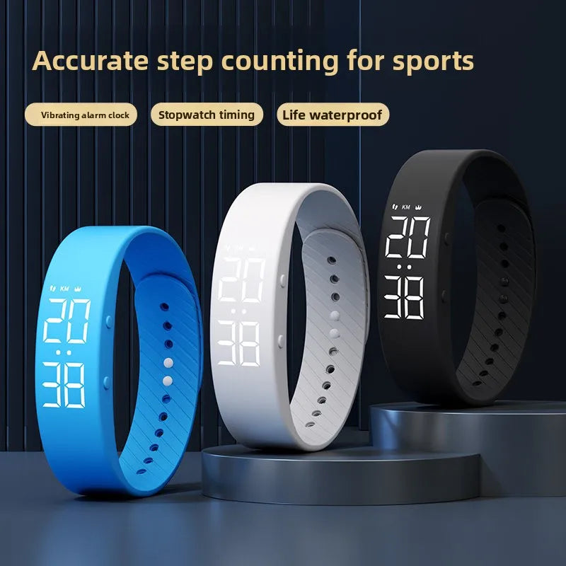 Unisex Digital Sport Watch Waterproof Silent Vibration Alarm Pedometer