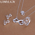 925 Sterling Silver Jewelry Set for Women Valentines Day Gift Necklace Earrings Ring