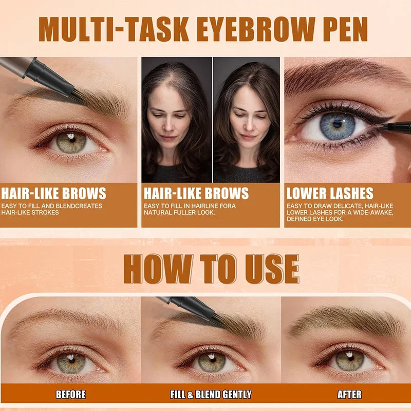 Waterproof Eyebrow Liquid Pencil - Non Smudging, Quick Drying, Multiple Colors