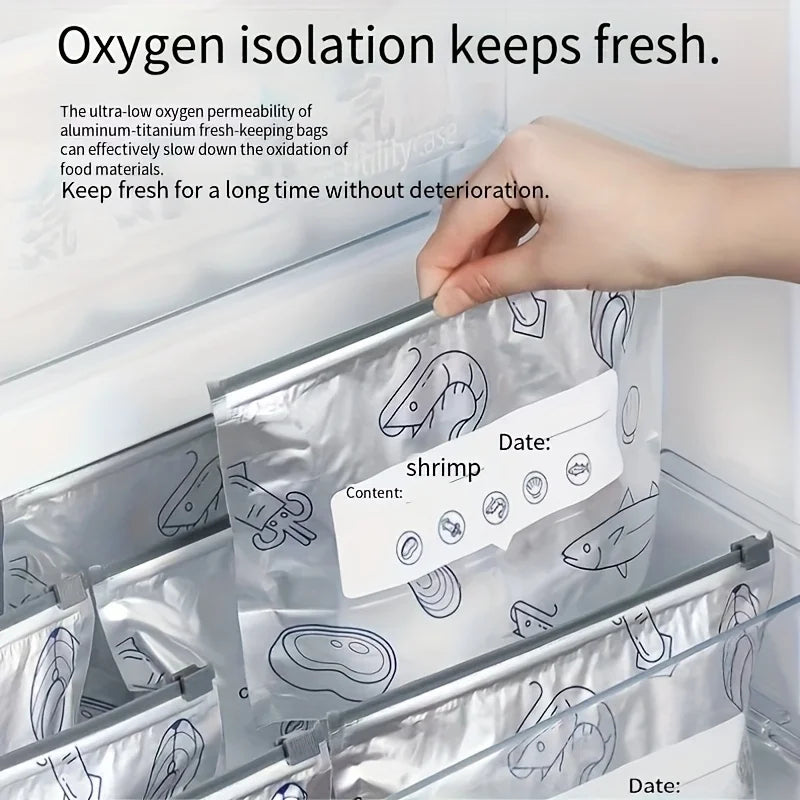 Reusable Aluminum Foil Food Storage Bags - Sealed Freezer Organizer Packs