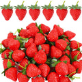 Artificial Strawberries Set - Fake Plastic Fruit for Kitchen, Garden, Home Decor, Photo Props, Christmas & DIY Crafts