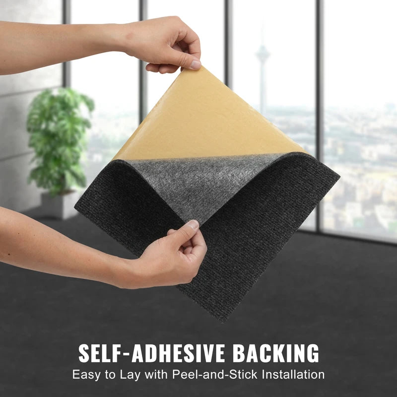 Self-Adhesive Carpet Tiles for Indoor Outdoor Floor Renovation - Padded & Easy to Install