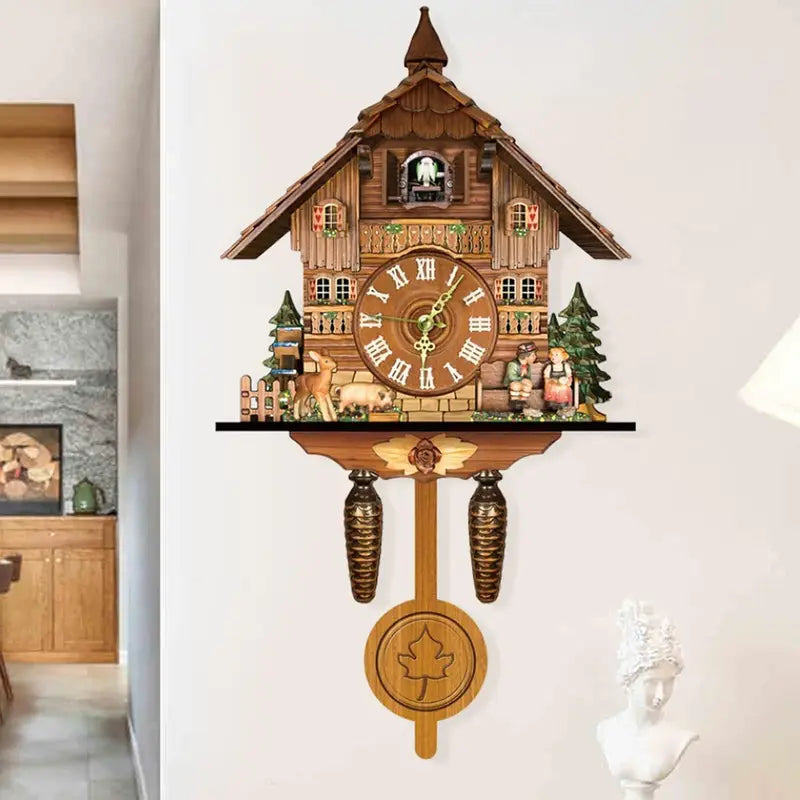 Nordic Wall Clock with Cuckoo Sound - Living Room Bedroom Office Decor