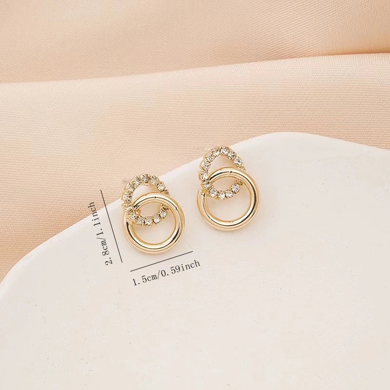 Women's Diamond-Encrusted Circle Earrings - Elegant Daily Wear Jewelry