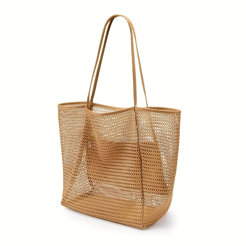 Women's Large Capacity Beach Tote Bag - Durable Polyester, Open Top, Travel & Shopping