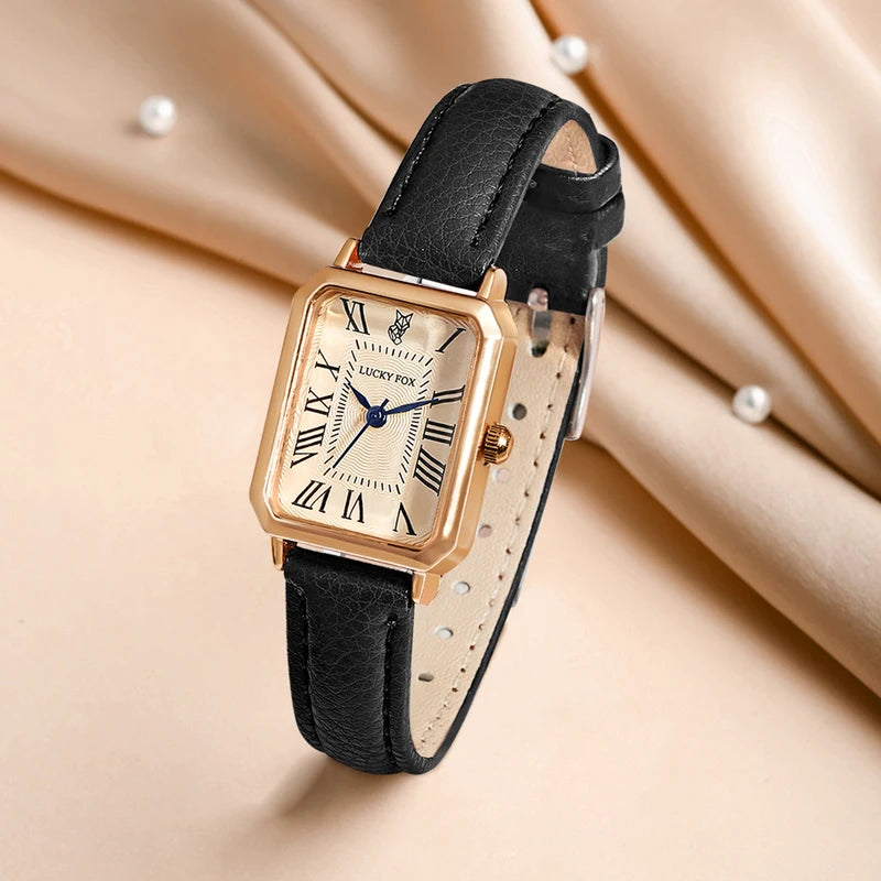 Retro Digital Dial Square Leather Strap Wristwatch for Women - Casual Quartz Watch Gift