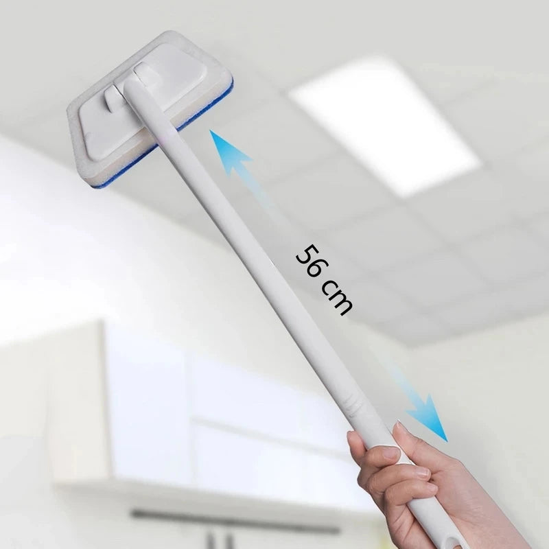 Multi-Functional Bathroom Cleaning Brush with Long Handle and Removable Sponge - Floor & Tile Scrubber