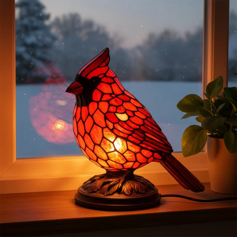 Red Bird Table Lamp - Decorative Night Light for Bedroom & Living Room USB Powered