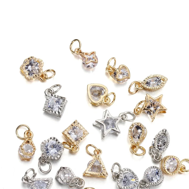 10Pcs Alloy Rhinestone Heart Charms for DIY Earrings & Necklace Making