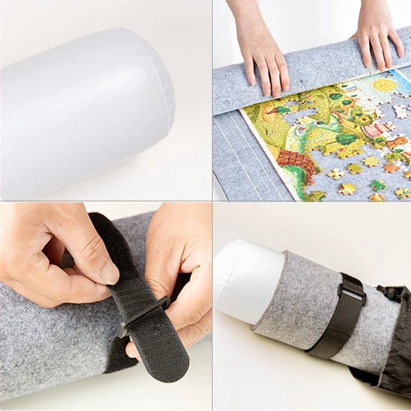 Puzzle Storage Mat Roll Up Felt Bag for Puzzles - Portable Travel Organizer