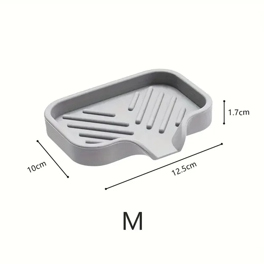 Silicone Drip-Free Soap Dish & Drain Tray with Anti-Slip Surface – Large Bathroom & Kitchen Organizer