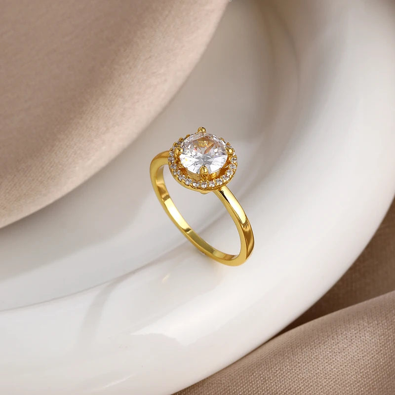Elegant Sterling Silver Heart-Shaped Crown Ring - Gold Series Jewelry Gift
