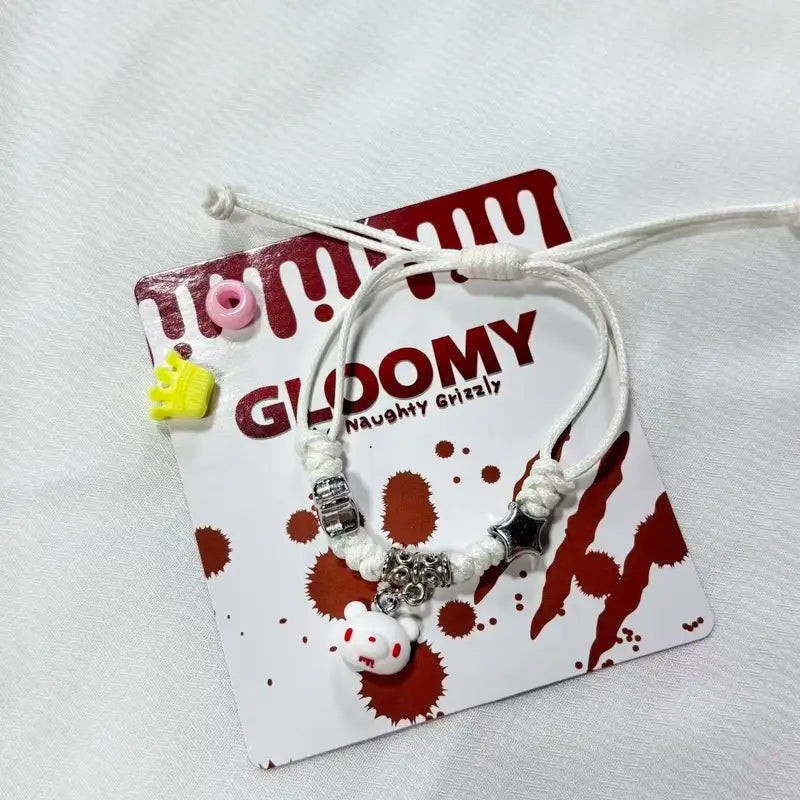 Cute Edgy Bear Bracelets with Chain and Bloody Bear Charms - Multiple Colors