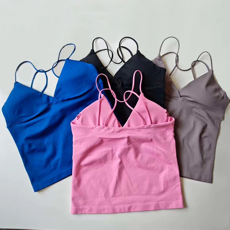 Women’s Seamless Twist Front Longline Yoga & Workout Tank Top – Fitness Vest