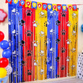 Paw Birthday Decorations 2 Pack Gold Red Blue Party Fringe Curtains Photo Booth Props