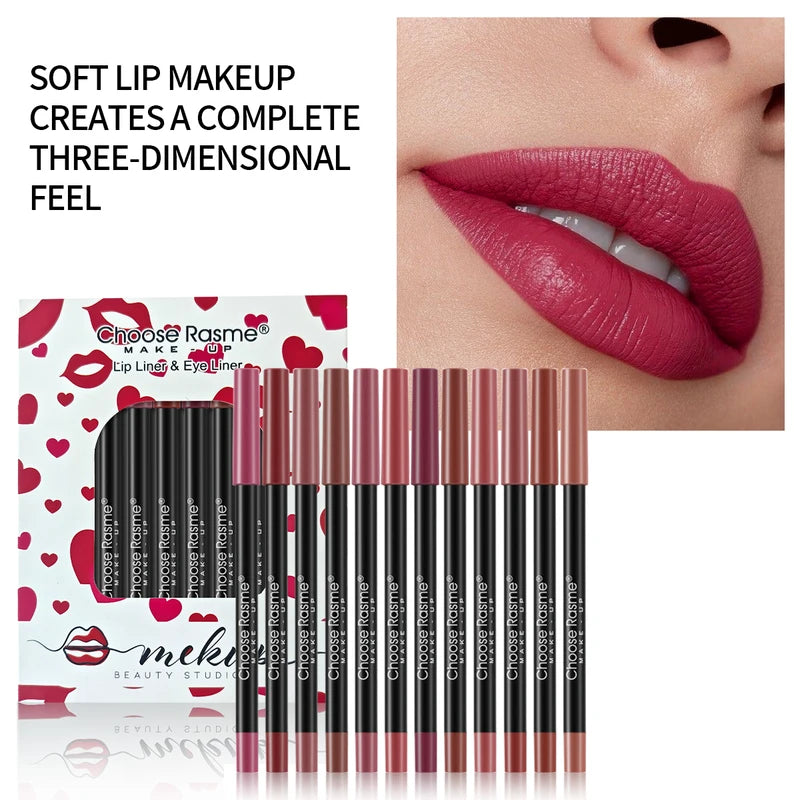 12-Piece Lip Liner Pencil Set Waterproof Matte Lipstick & Lip Tint
