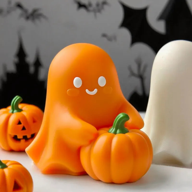 Silicone Candle Making Mold for Halloween Pumpkin & Ghost Designs - DIY Craft Supplies