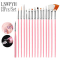 15Pcs Nail Art Liner Brush Set for UV Gel, French, Flower, Painting, Drawing