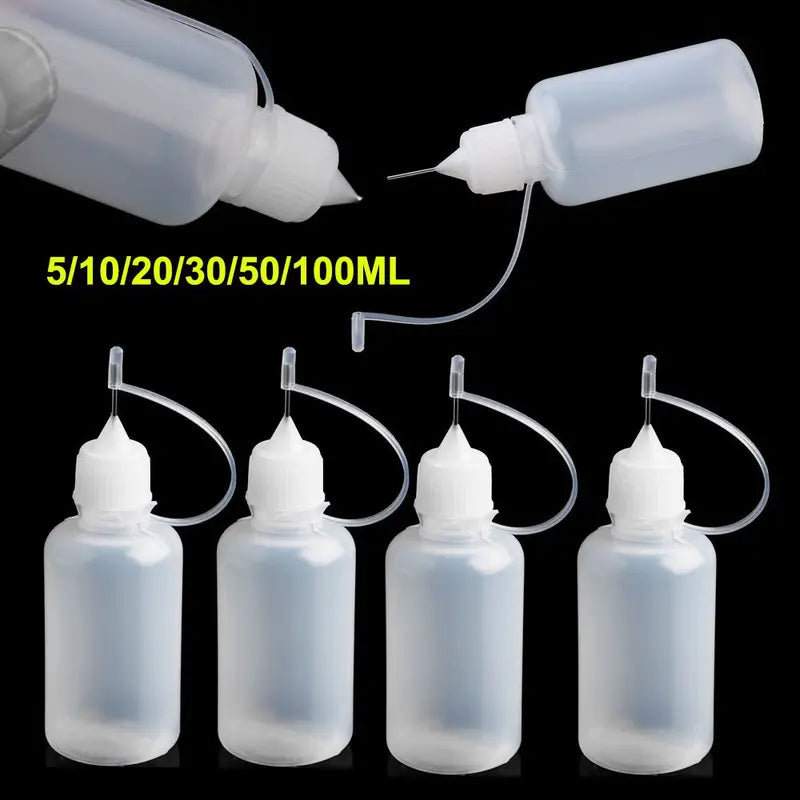 Refillable Needle Tip Glue Bottles 5pcs Set for Craft & Scrapbooking - Multiple Sizes