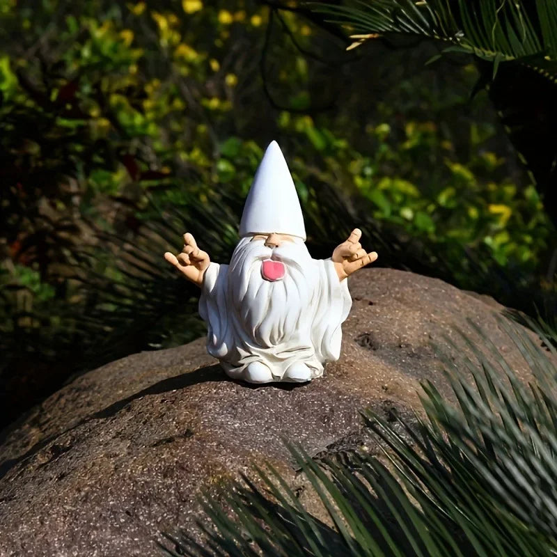 Outdoor Rocking Chair Gnome Garden Statue Parody Resin Decor
