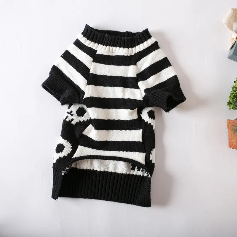 Halloween Pet Costume Skull Knitted Sweater for Cats and Dogs - Warm Spring & Autumn Wear