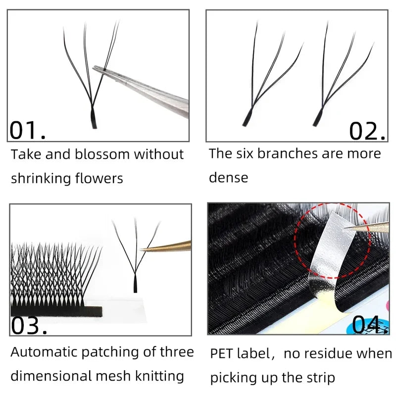 False Eyelash Extensions 5D W Shape Premade Volume Fans Natural Soft Makeup Tools