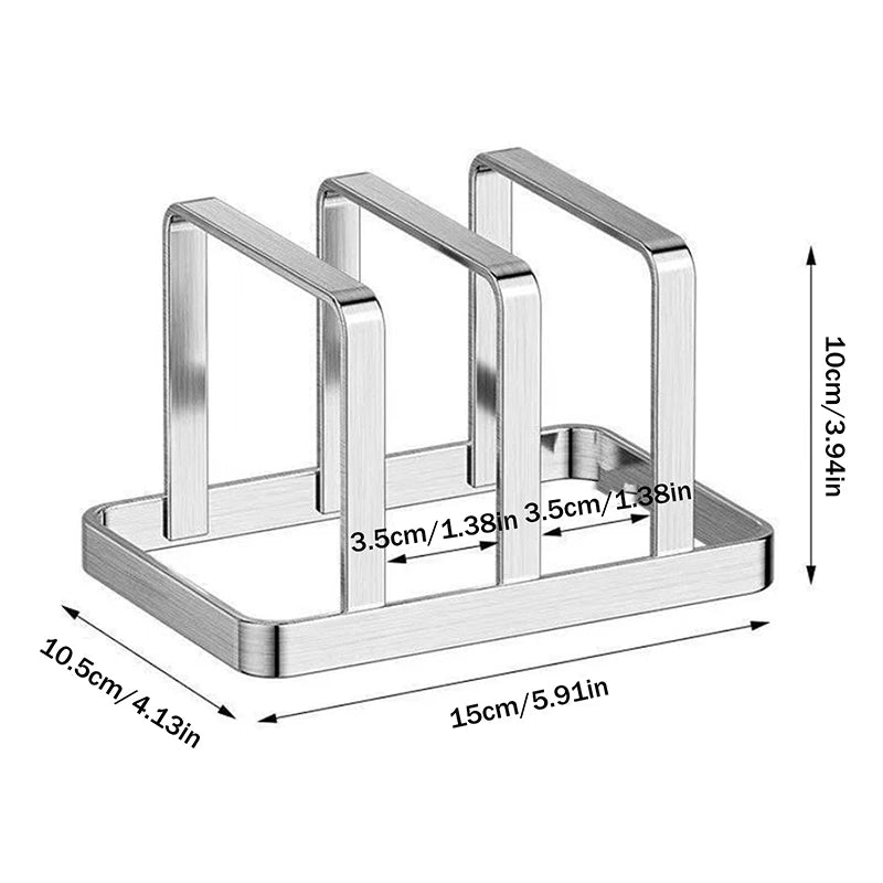 Stainless Steel Pot Lid and Cutting Board Organizer Rack - Space Saving Kitchen Storage