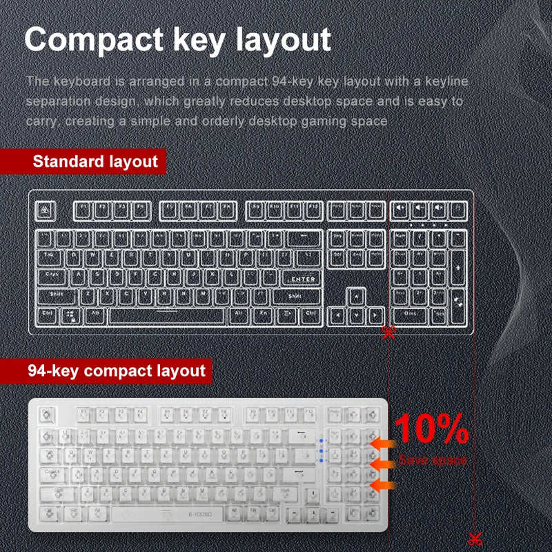 Mechanical Gaming Keyboard 94 Keys Hot-Swap RGB Backlit Wired Keyboard
