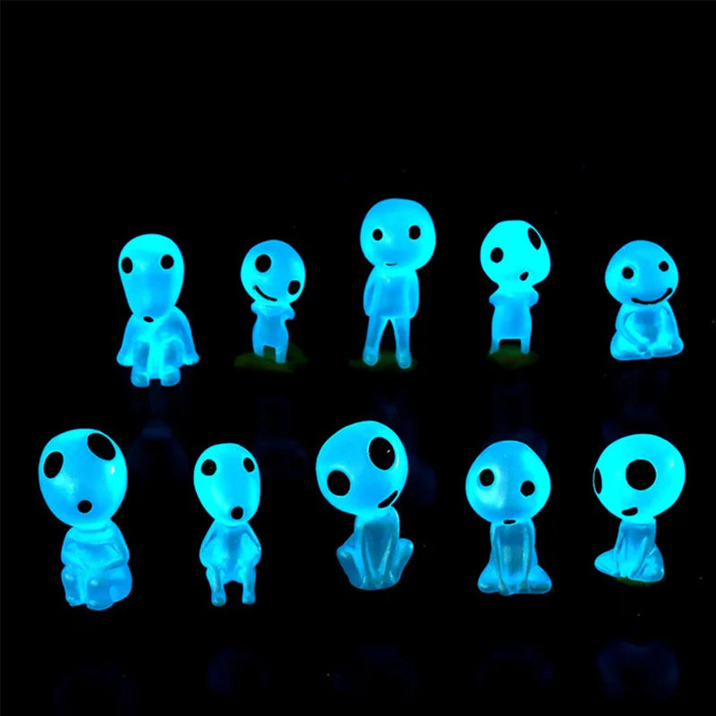 Glow-in-The-Dark Miniature Tree Spirits for Micro Landscape Decoration - 10pcs