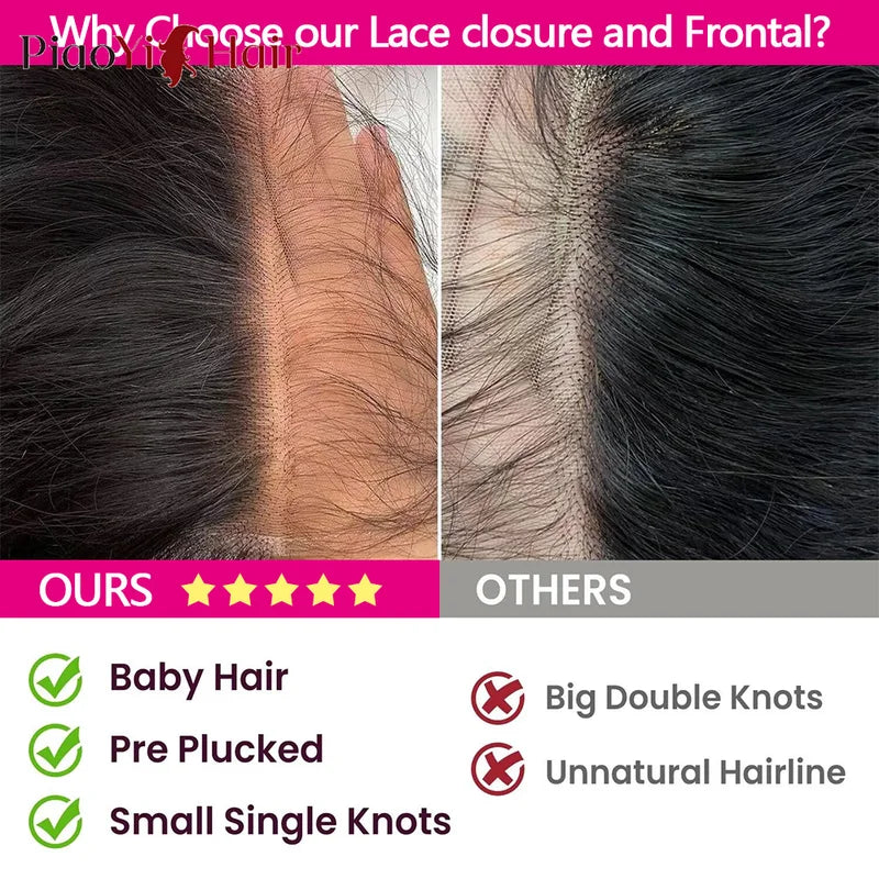 Human Hair Lace Frontal & Closure Set 13x6 HD Transparent Swiss Lace Preplucked